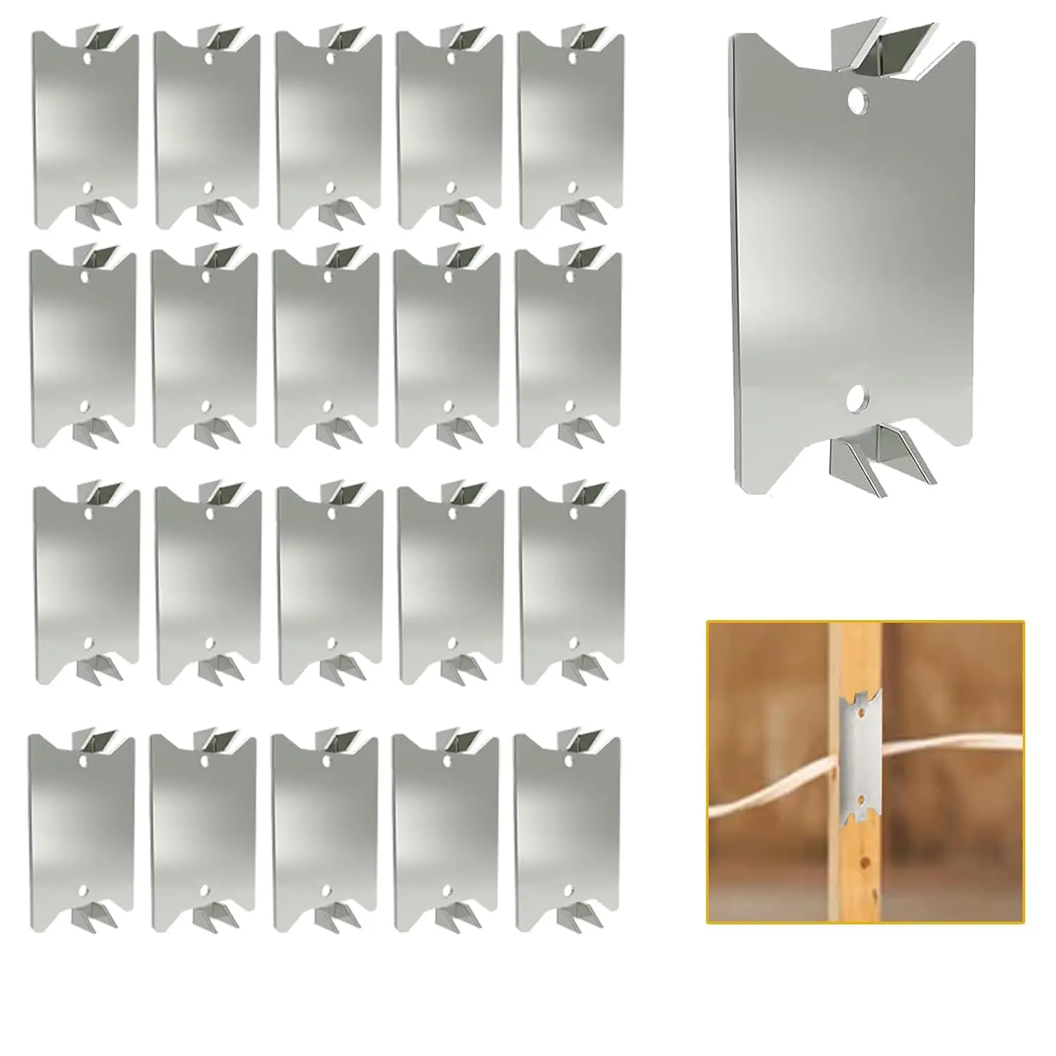 GJANSH Nail Plates for Wood Studs, 1.5 x 2.5 Inch Sharp Pointed Prongs, Cable Wire Protector Plate, Anti-Nail Protection Plate Shield, Protecting Plumbing and Wiring, Iron Galvanized Material (2.5in-50pcs)