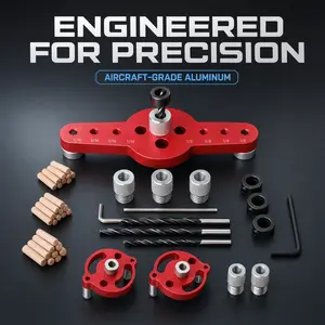 Precision Drill Locator Jig Kit, Aluminum Alloy Dowel Jig with Multiple Drill Bits for Woodworking Projects