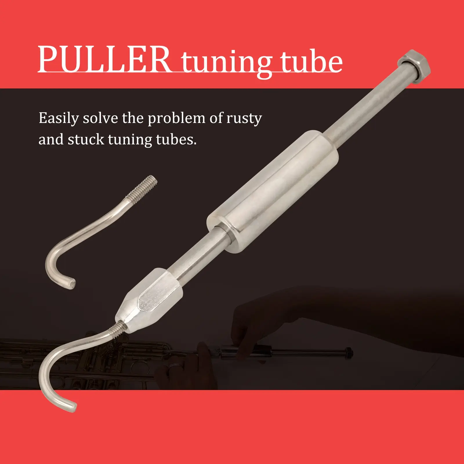 Tuning Slide Puller with Two Hooks, Trumpet Tuning Tool, Rust Removal Device, French Horn Alto Saxophone Valve Pull Hook