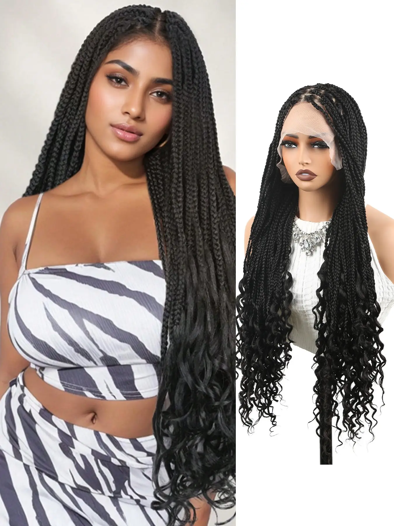 30-Inch Handmade Crochet Braided Lace Front Wig, Extra Long Straight Synthetic Hair, Adjustable Non-Slip Band, Perfect for Holidays, Hairstyle Wigs, Braided Crochet Wigs