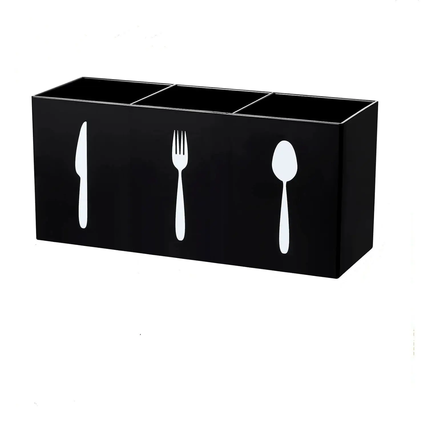 1 Pc 3-Compartment Cutlery Organizer Box – Durable plastic storage for knives, forks and spoons. Space-saving design with lid, ideal for kitchen Countertop or restaurant use, keeps utensils neatly organized and easy to access.