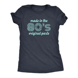 Women's 80s Original Parts Short-Sleeve Fitted Round Neck T-Shirt - Sports Top, Casual Vintage Fashion Funny Age Birthday Decade Graphic Clothes for Women