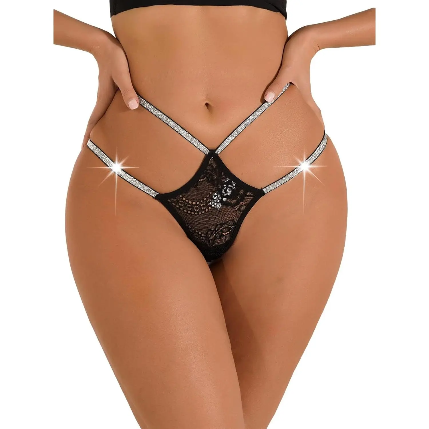 Women's wardrobe Women Sexy Crystal G-String Underwear Cut Out Thongs Panties Cheeky Bikinis Knickers Plus Size Briefs