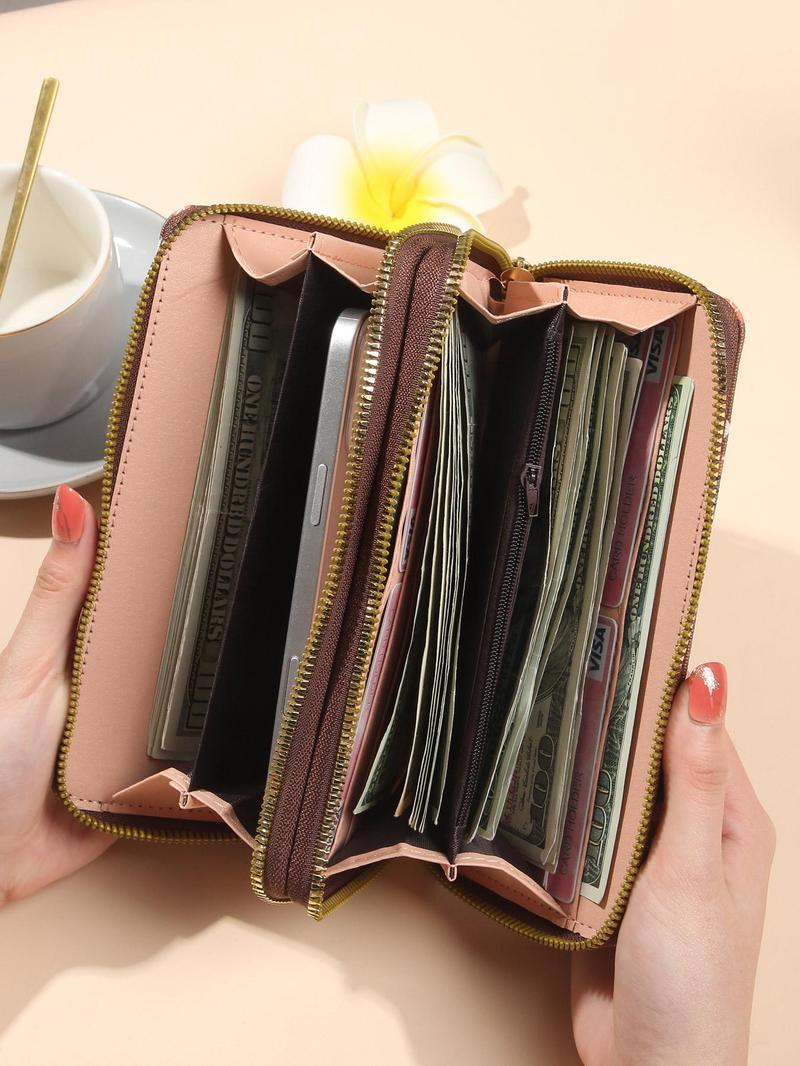 Boho Style Long Wallet, Fashionable Zipper Around Wallet for Women, Casual Trendy Versatile High-quality Daily Wallet Boho Style Long Wallet, Fashionable Zipper Around Wallet for Women, Casual Trendy Versatile High-quality Daily Wallet