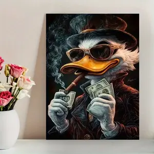 Vibrant Quirky Cartoon Duck Canvas  Art – Unique Poster Print for Living Room, Bedroom, Home Office, Dining Area & Modern Creative  Decoration, High-Quality Cartoon Artwork for Kids and Adult Spaces decor