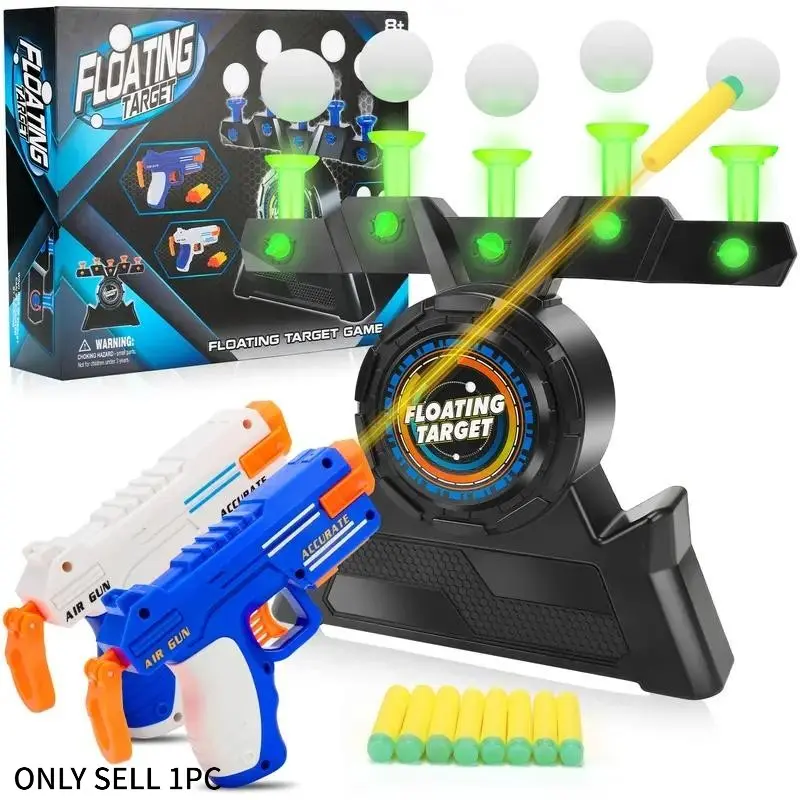 Hover Shot Floating Target Shooting Game, 2-in-1 Electric Hover Ball Shooting Toy Set with 2 Foam Blasters, Soft Bullet, Soft Darts & Foam Balls, Indoor Party Game, Gift for Boys