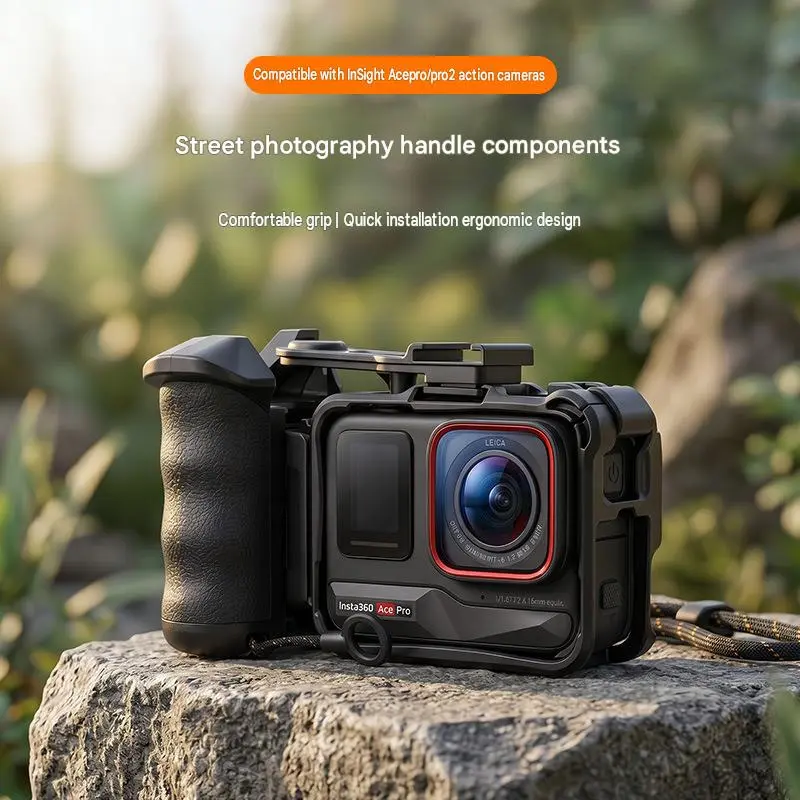 Street Photography Grip for Insta360 Ace Pro and Ace Pro 2, Handheld Camera Handle with Shutter Button Accessory