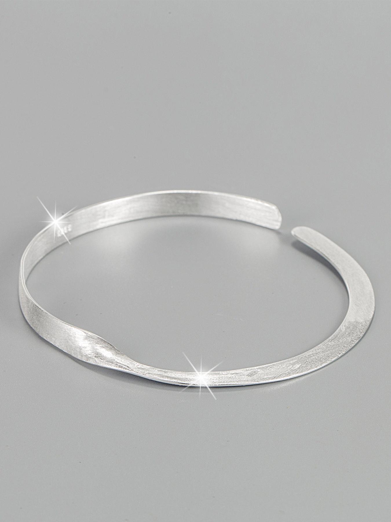 S925 Sterling Silver Simple Design Bangle Bracelet, Fashionable Jewelry for Women & Girls, Trendy All-match & Exquisite Jewelry for Birthday Gift