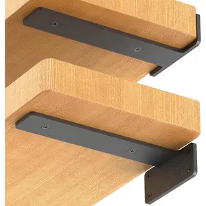 6 Pack Floating Shelf Brackets, 6 Inch Heavy Duty Industrial Shelf Bracket, Black Metal L Brackets for Shelves Support DIY(1/5 Inch Thicked)