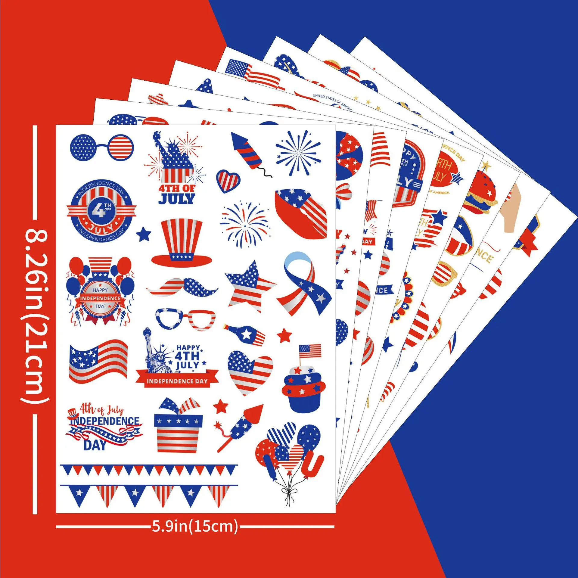 American Flag Statue of Liberty Temporary Tattoos - 10 Sheets Patriotic Waterproof Fake Tattoo Stickers for Face Arm Body