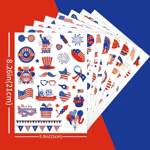 American Flag Statue of Liberty Temporary Tattoos - 10 Sheets Patriotic Waterproof Fake Tattoo Stickers for Face Arm Body