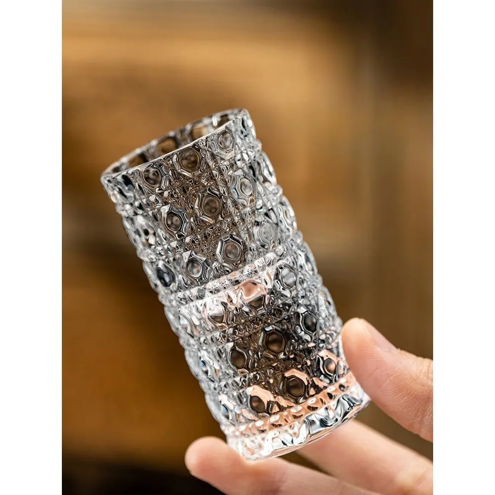 [FORMA GRAIN]Vintage Embossed Shot Glasses Set of 6, Heavy Diamond Pattern Crystal Shooter Cups, Small Clear Glass Tumblers for Whiskey, Tequila, Vodka, Bar & Home Party