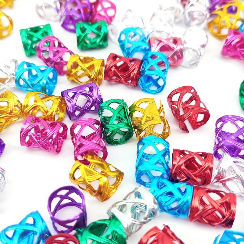 100pcs Adjustable Durable Boho Chic Hair Jewelry Set, Geometric-Patterned Alloy Hair Rings, Metal Cuffs for Braids and Dreadlocks, All-Season Hair Accessories