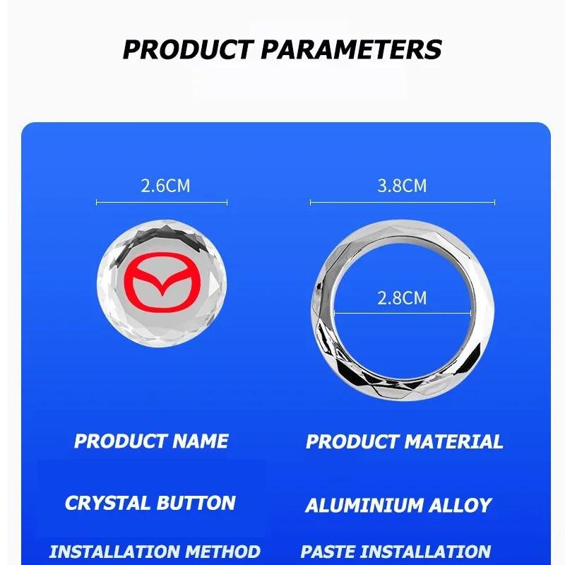 1Pcs car Engine One Button Start Switch Stop Button Cover for Mazda 3 CX3 CX9 CX5 CX8 Mazda6 MX-5 CX30