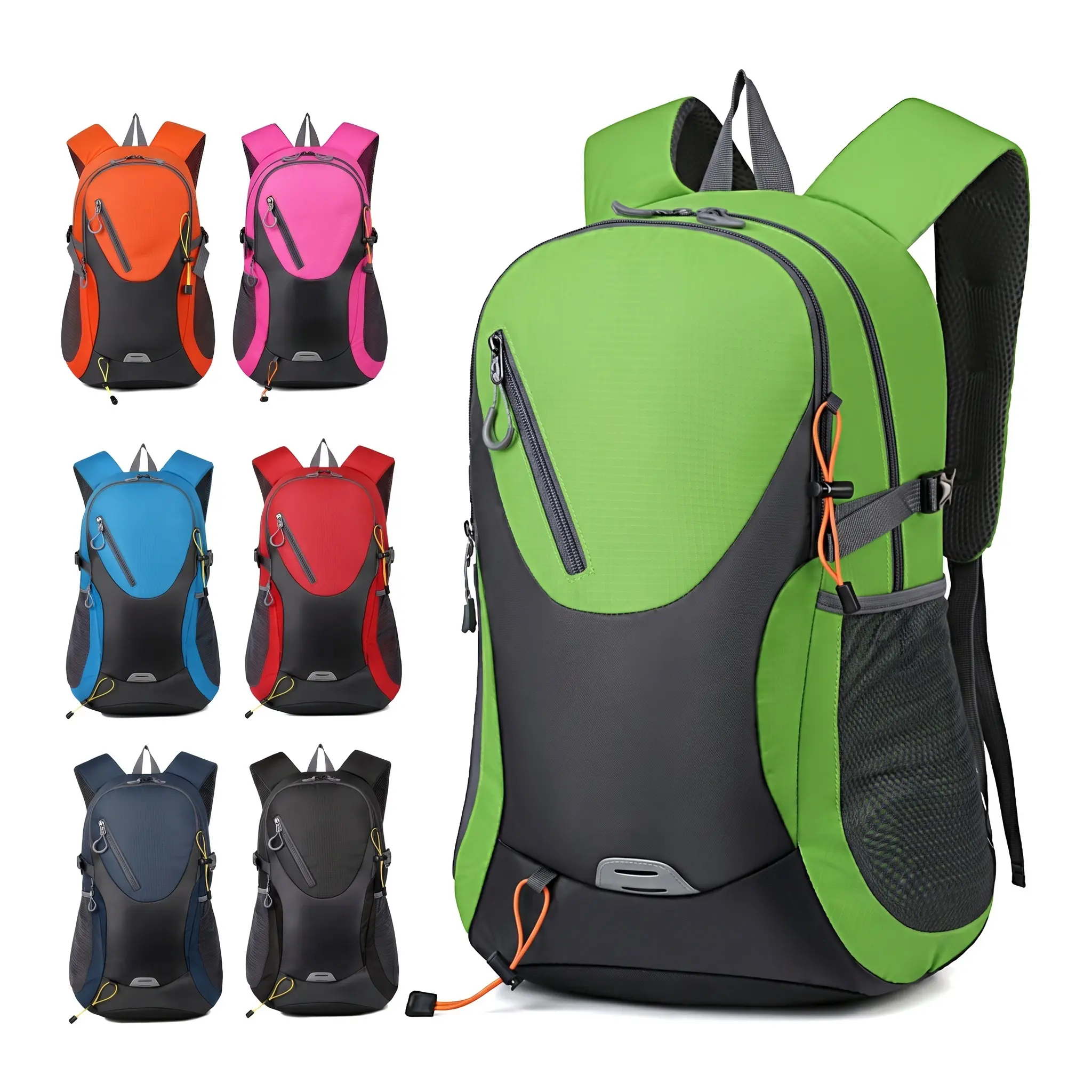Men's Hiking Backpack Women's Breathable Nylon Outdoor Sports Backpack Casual Cycling Contrast Color Unisex Backpack 20 35L Curved Shoulder Strap Solid Color