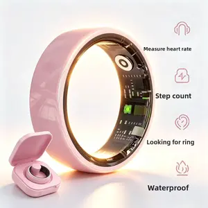 R12(Qring) All-weather Health Management, Step Counting, Heart Rate, Sleep Monitoring, Ceramic Couple Smart Ring with Positioning and Finding Function