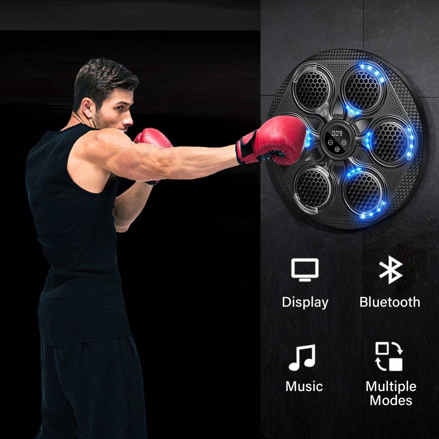 [Deals for You Days]HOTKAM Music Boxing Machine with Boxing Gloves, Wall Mounted Smart Bluetooth Music Boxing Trainer, Indoor Electronic Boxing Target for Adults and Kids, Fitness Punching Equipment for Home Workouts, Black S1 musicboxingmachine