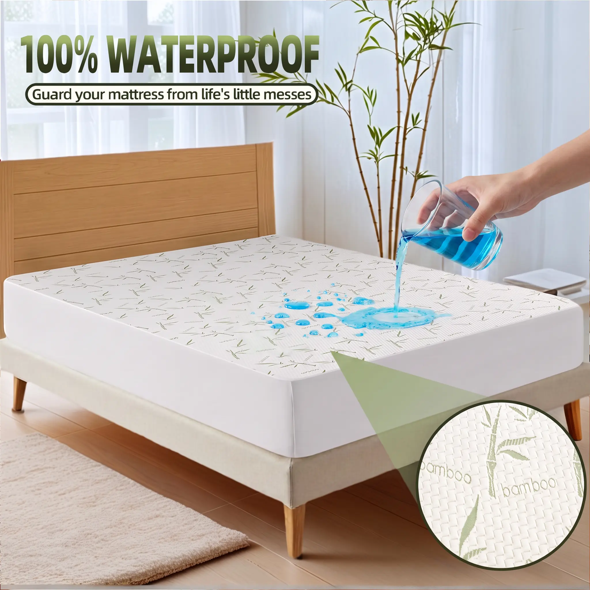 100% Bamboo Fitted Sheet – Cooling, Breathable, Deep Pocket Mattress Cover, Wrinkle-Resistant, Anti-Pilling Summer Bedding for Hot Sleepers