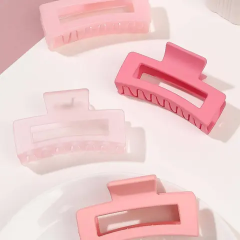4pcs Women Rectangle Fashionable Hair Claw For Hair Decoration For Back To School Cute Summer Claw Clips Hair Clips Hair Jaw Clip Hair Clamps Hair Clutch Hair Catcher Clip, School Stuff, College Fall Winter Hair Accessories For Women For Vacation Outfits