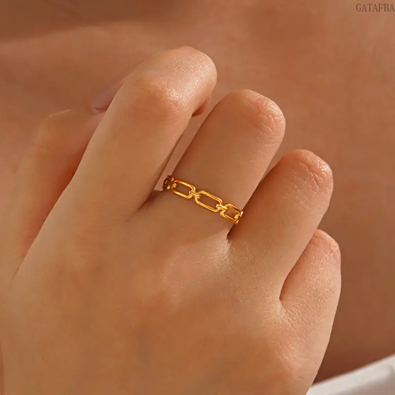 Hip-hop Geometric Stainless Steel Open Ring, Adjustable Minimalist Square Titanium Steel Finger Jewelry for Women