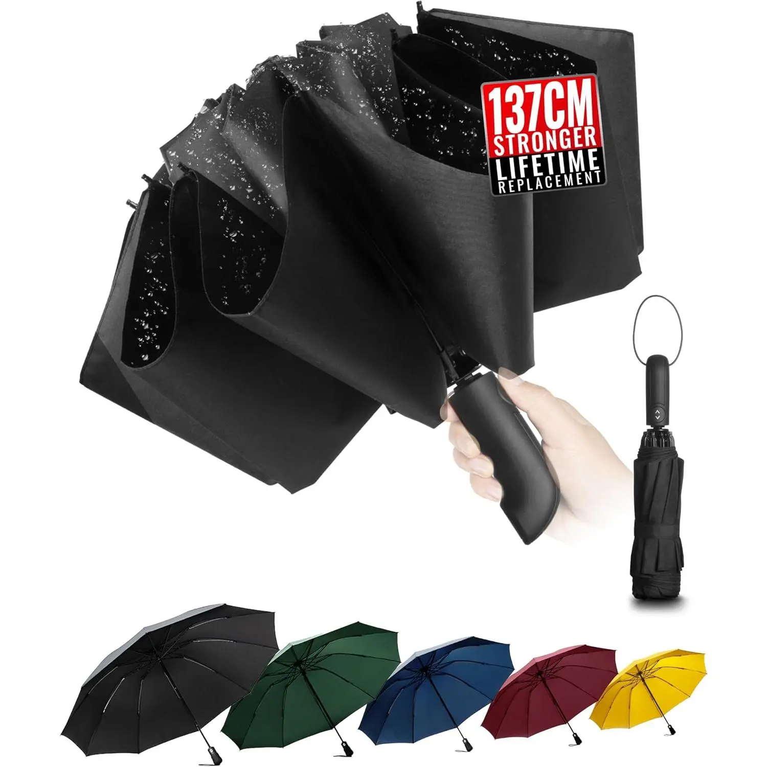 Conlun Travel Inverted Umbrella Compact Windproof- Automatic reverse Umbrellas for Rain - Folding Portable 10 Ribs Large Umbrella