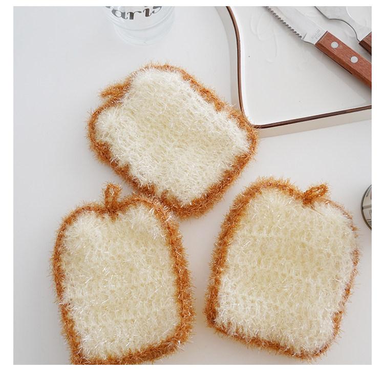 [3-Pack] Korean-style simulated avocado dishcloth, simulated toast bread dishcloth, simulated garlic head non-greasy cleaning cloth, easy to clean and lint-free household items