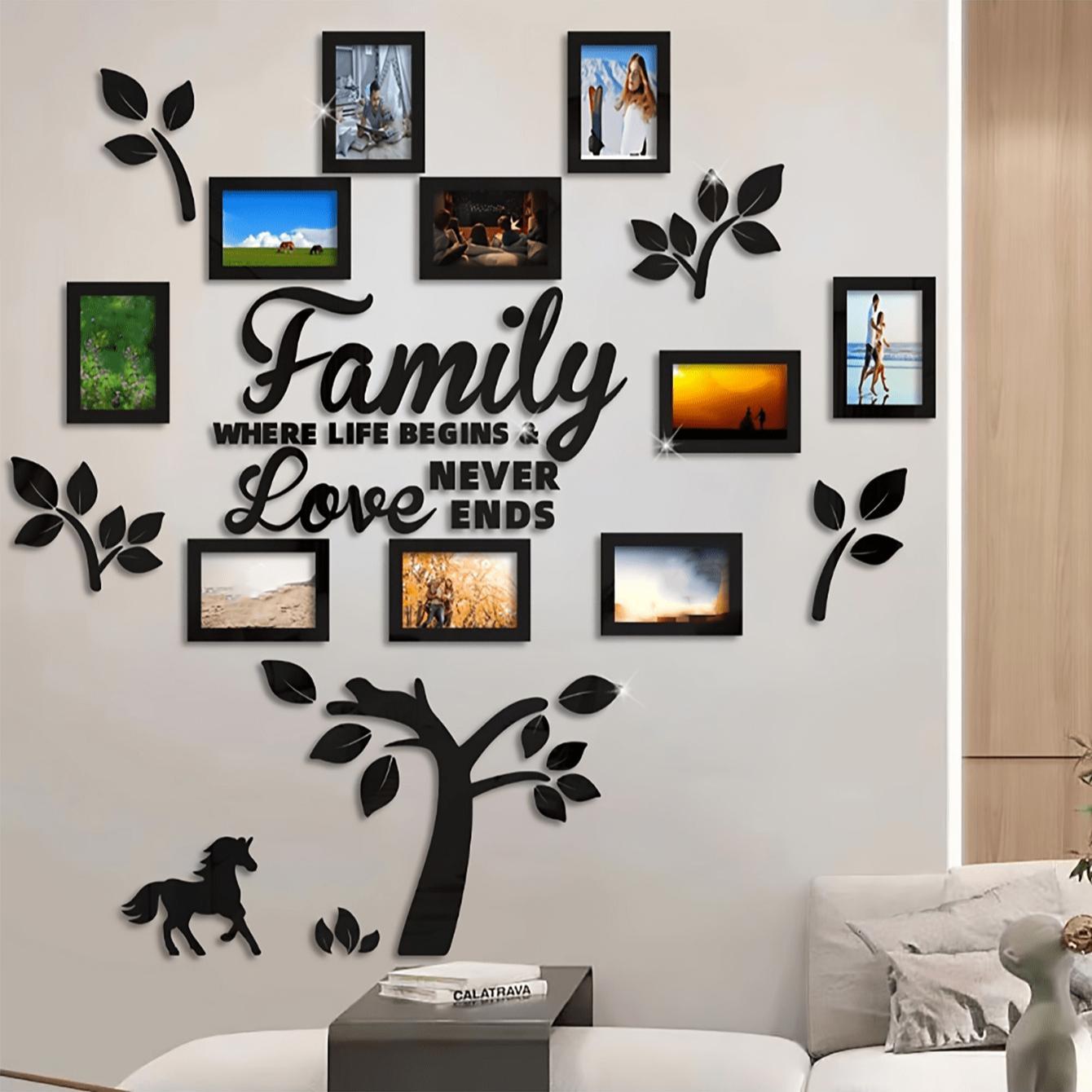 3D Acrylic Photo Frame Wall Decor, 1 Set DIY Photo Collage Gallery Wall Sticker, Wall Decor for Home Office Wedding School, Wall Gallery Frames, Ornaments, Home Decor Accessory