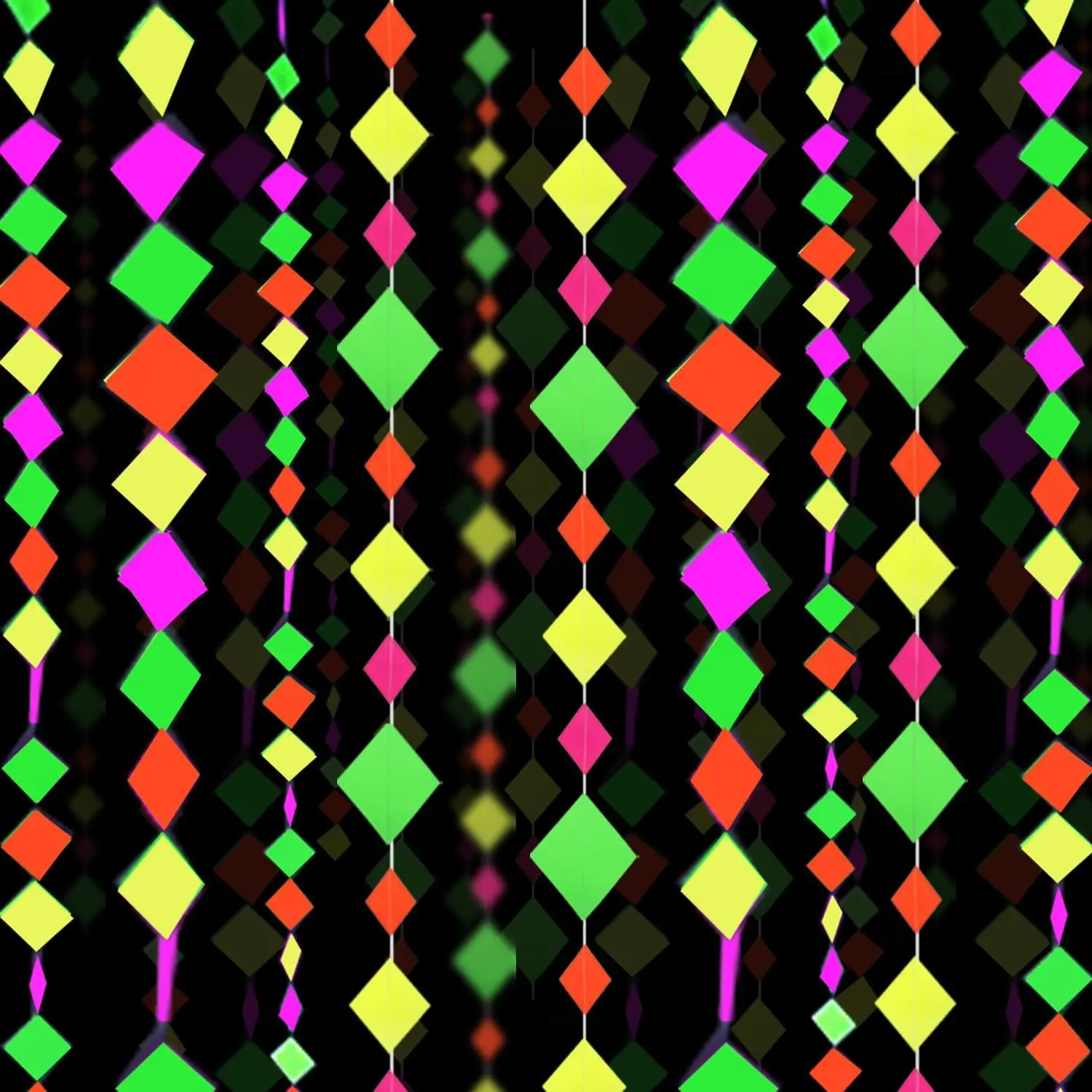 122feet Neon Streamers Glow Garland Glow in The Dark Block  Paper Ornaments Blacklight Reactive Fluorescent Black Light Party Kit Neon Glow Party Supplies and Decorations for Birthday Wedding