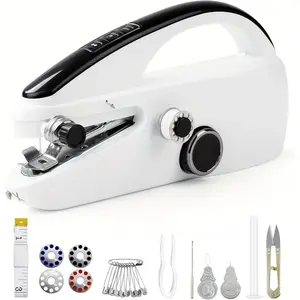 Handheld Sewing Machine, Portable & Cordless Mini Sewing Machine for Beginners - Electric  Stitching, DIY Fabric Clothes Repair Kit,  Travel Mending Machine with Accessories(White)