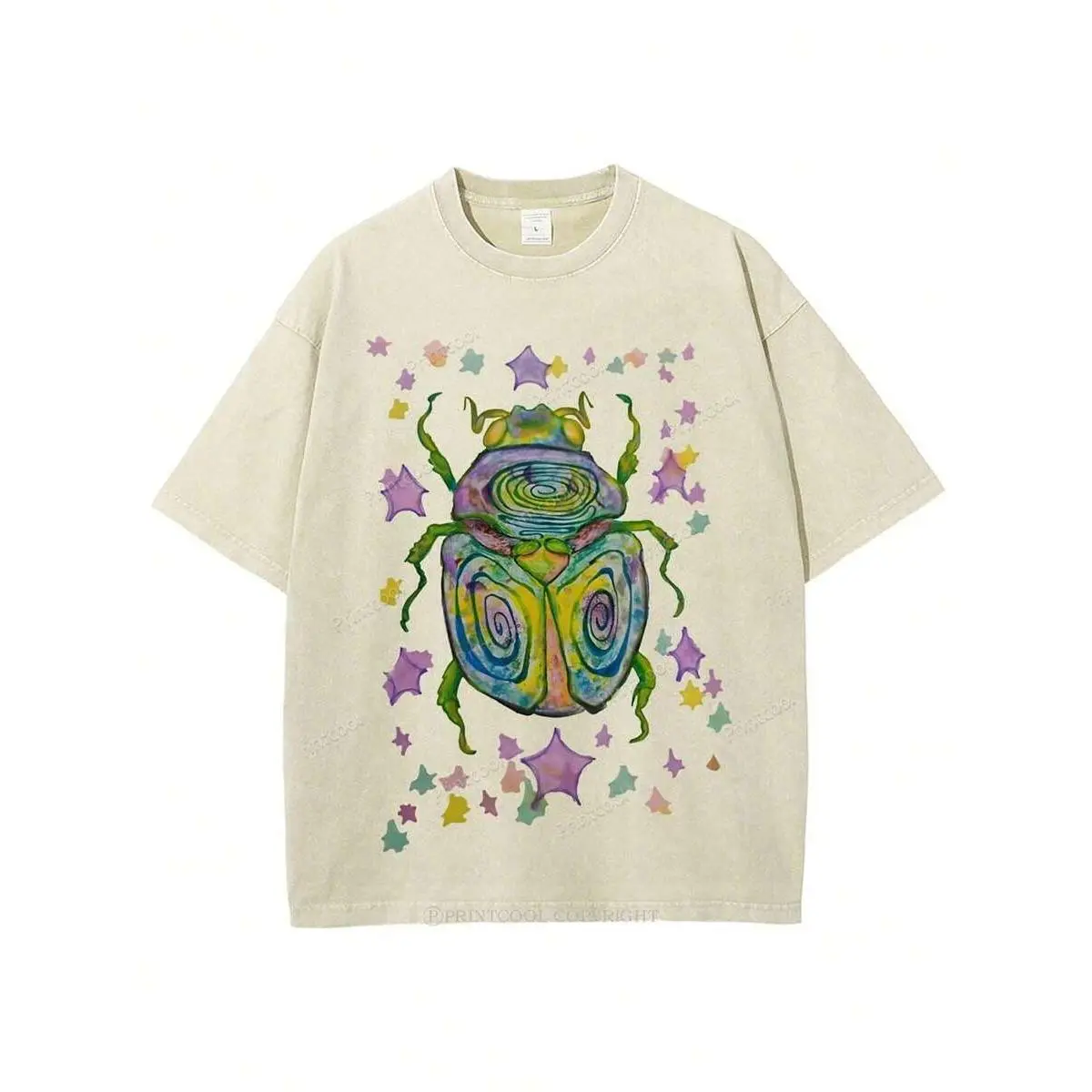 CottonWashable T-Shirt-Colorful Beetle Party Printed T-Shirt,Perfect For Everyday Wear,Gifts For Father'S Day-Summer Tops-New Summer Outfits For Women,graphic tees tiktok shop.........