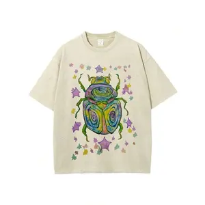 CottonWashable T-Shirt-Colorful Beetle Party Printed T-Shirt,Perfect For Everyday Wear,Gifts For Father'S Day-Summer Tops-New Summer Outfits For Women,graphic tees tiktok shop.
