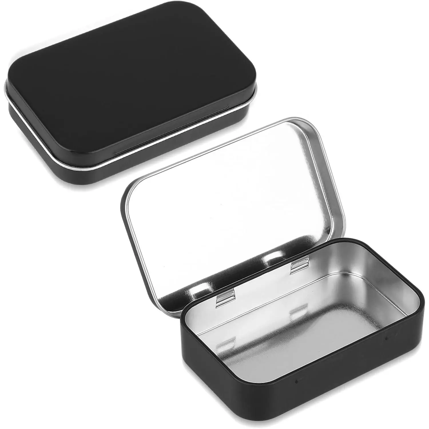 1 count Metal Rectangular Tins Mini Empty Hinged Box Small Storage Containers Portable  Items Organizer for  Storaging Candies  Earrings Gifts Handcrafts