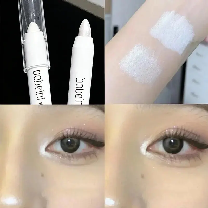 1pc Shimmering Highlight Stick, Glitter White Eyeshadow Pencil for Bright Eyes, Dazzling Effect Makeup Highlighter Cosmetic, One-Piece, Cosmetics