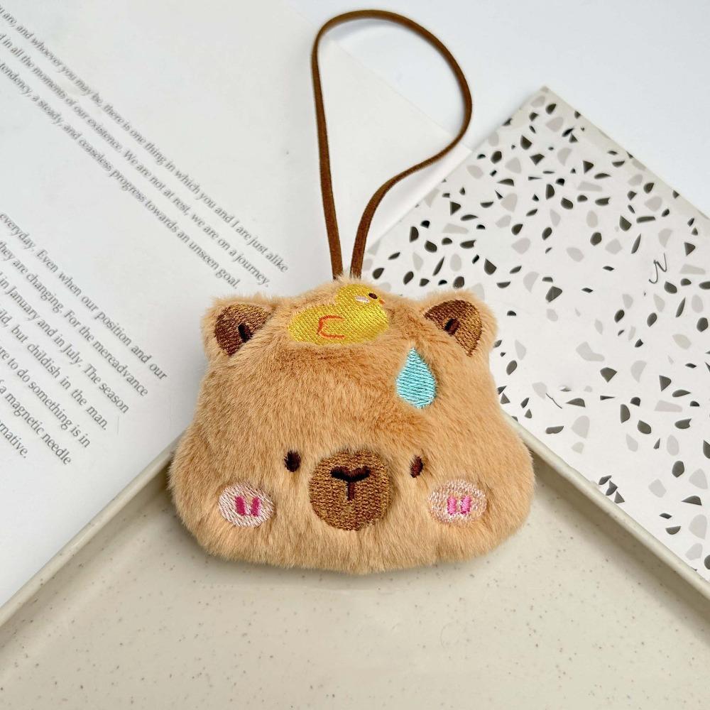 Cute Squinting Capybara Plush Keychain Blinking Heart Capybara Key Ring Beeping Runny Nose Cartoon Animal Pendant Couple