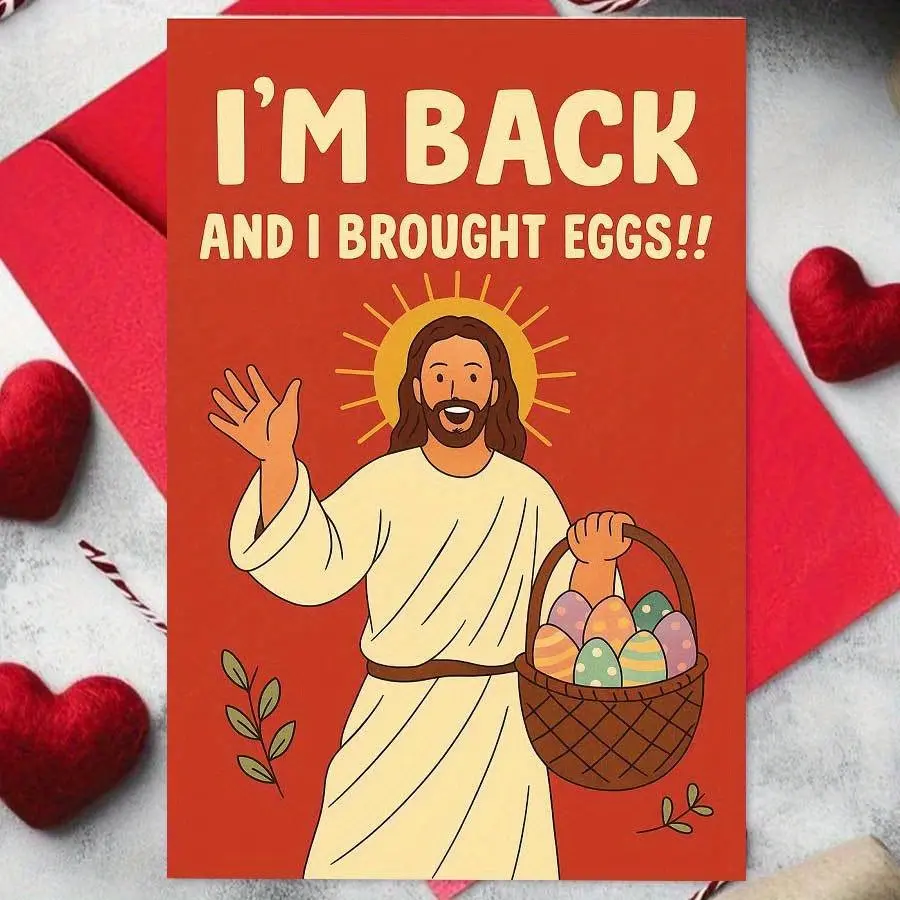 Fun Easter Card with Envelope, Includes Colorful Eggs, Perfect for Easter Celebrations, Ideal Gift for Friends and Colleagues