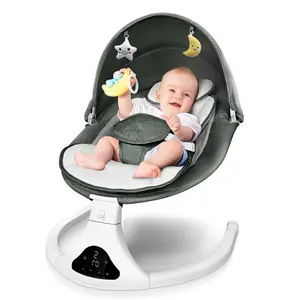 Electric Baby Swing with Remote Control - 5 Natural Motion Speeds, Detachable Seat Pad |   Portable Infant Swing for Indoor/Outdoor Use (0-12M, 20lbs)(Green)