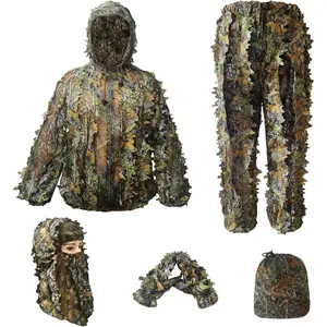Ghillie Suit for Men Complete Set with Full Face Mask & Gloves Perfect for Outdoor Camouflage Turkey Hunting Halloween