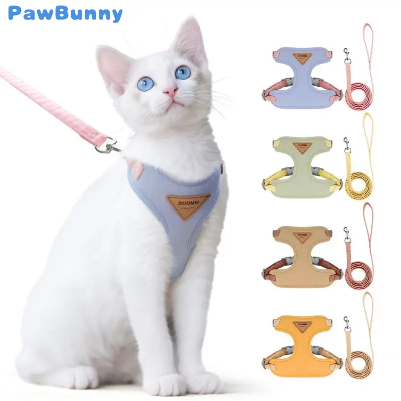 Escape Proof Cat Harness & Leash (≤13 lbs)Adjustable Reflective Soft Mesh Vest for Easy Safe Walks with Leash Included,summerwins