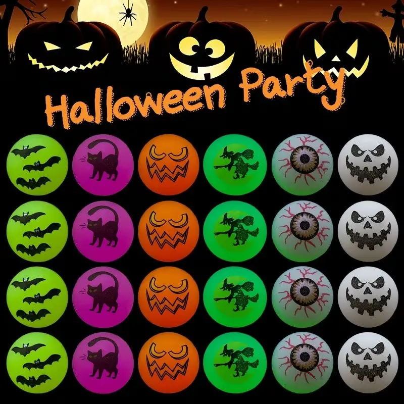 Gift for Her/Him 12/24pcs Halloween Bouncy Balls, Glow in The Dark Bouncing Ball for Halloween Party Favors Goodie Bag Fillers Goodie Bag Stuffers Non-Candy Halloween Treats Giveaways Classroom Rewards (Random Style)