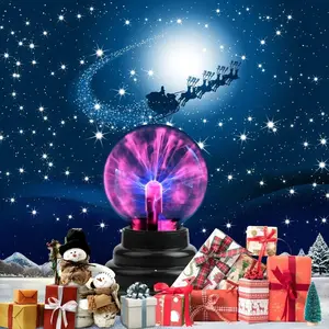3 Inch Plasma Magic Static Ball Lamp, USB Atmosphere Light Touch Lightning Ball Nightlight, Home Bedroom Decor, Christmas Halloween Gift