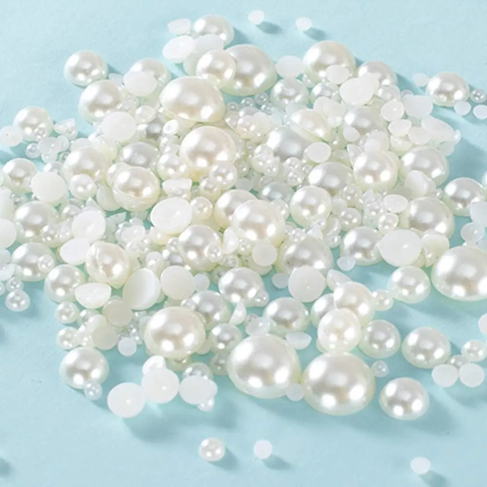 Half  Beads 215 count  Flatback  Loose Beads for DIY Crafts | 6/8/10/12mm Half Round  Bulk for DIY Crafts, , Scrapbooking,  Art Decoration