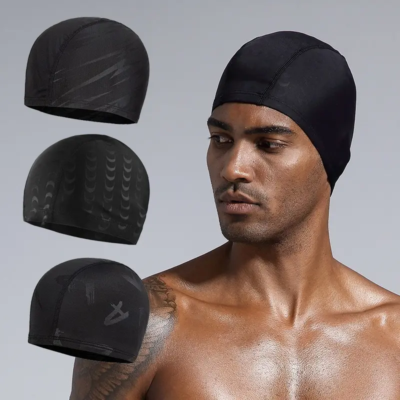 2PCS Trendy Fabric Swim Cap for Men Large Pool Beach Summer Stylish Swimming Hat