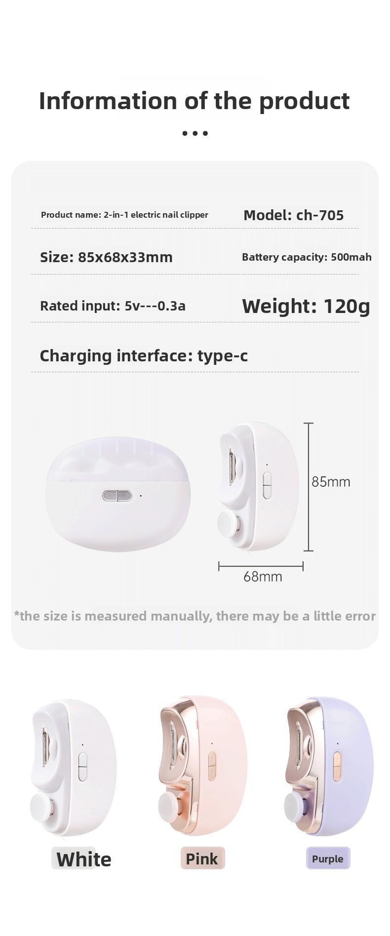 3-in-1 Electric Nail Clipper Trimmer & Polisher with No Mess Debris Collector, All-in-One Manicure Pedicure Tool for Cutting, Filing, and Cuticle Care, USB Rechargeable with LED Light, Safe Quiet for Elderly Women Men, Portable Nail Care Kit