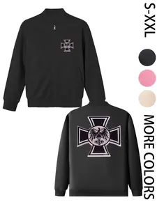 Women's American Street Style Hoodless Bomber Jacket with "Black Eagle Wearing a Crown" Print, Lightweight Zip-Up Jacket, American Street Style Print Design, Perfect for All Seasons, Casual & Street Style