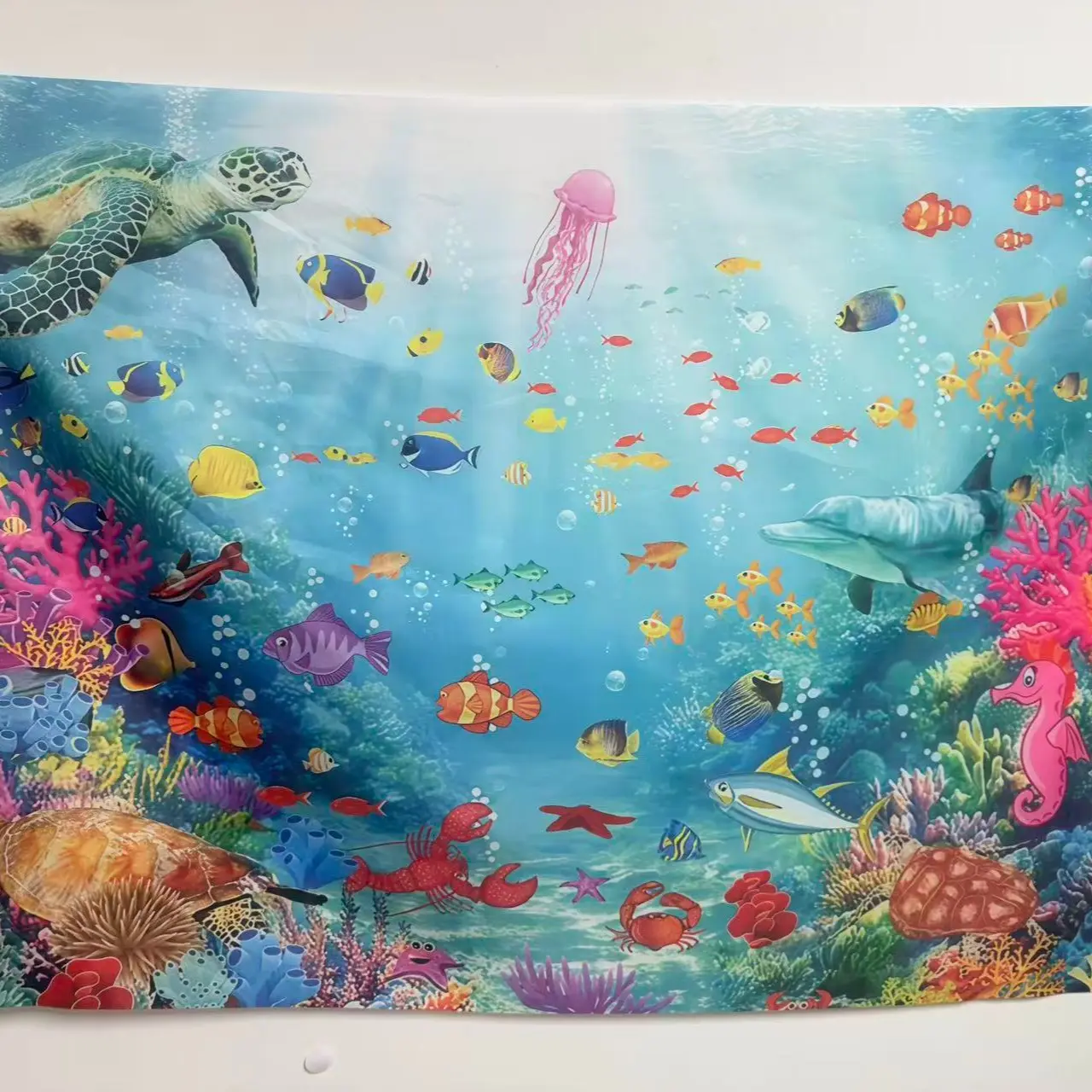 Cartoon Underwater World Backdrop, Polyester Material, Ideal for Birthday, Wedding, Party Decor, Home & Garden Decoration, Photography Props