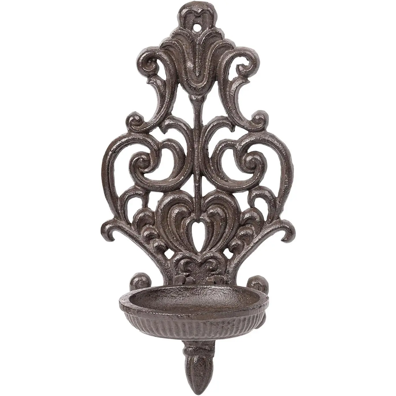 Sungmor Cast Iron Wall Candle Sconce,Ornate Scrollwork Design| Pillar,Tealight Stand, Rustic Wall-Mounted Decorative Sconce for Home,Bedroom,Farmhouse Decor