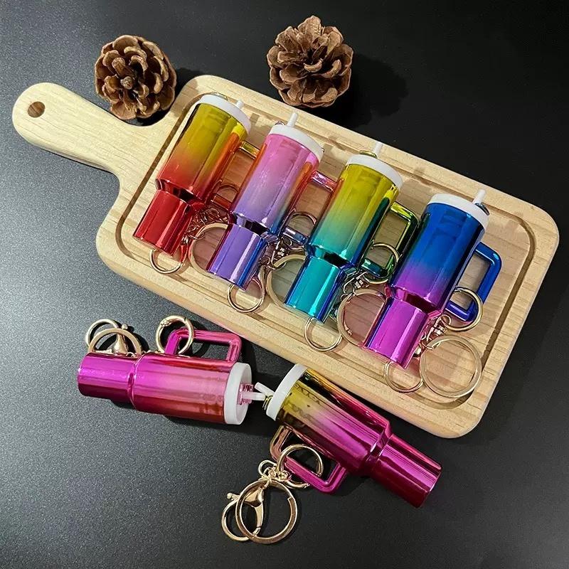 6 Pieces Of Gradient Color Mini Water Cup Keychains – New-Style Cute Key Accessories & Hangings, Suitable As Bag/Car Small Hangings, Perfect Gifts, Back-To-School Souvenirs, Unisex Keychains And Holiday Presents