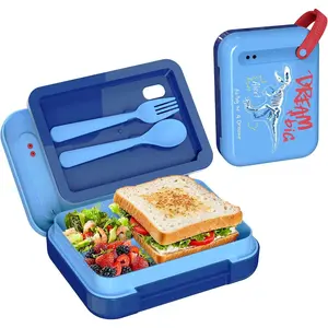 Bento Lunch Box for Boys & Girls - 4-Compartment Leak-Proof Lunch Container with   Handle, Lightweight, , 855ml for School & Travel (Dinosaur)