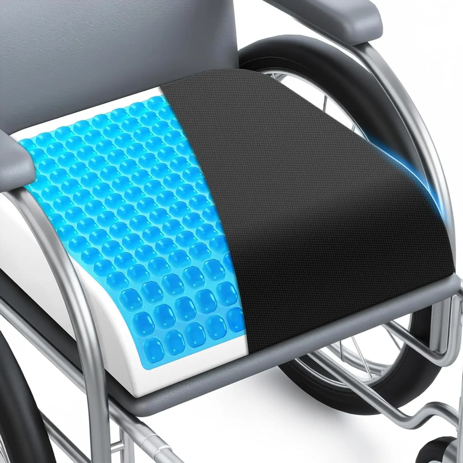 Cooling Gel Memory Foam Wheelchair Seat Cushion – Pressure Relief, Coccyx Support for Tailbone Pain, Non-Slip Slope-Edge Design for Wheelchairs, Office Chairs & Car SeatsGift