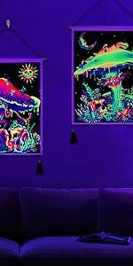 Black and White Tapestry Starry Night Mountain Tapestry Aesthetic Moon Wall Tapestry Nature Forest Tapestry Galaxy Space Tapestry Wall Hanging for Home Decor(51.2"x59.1")